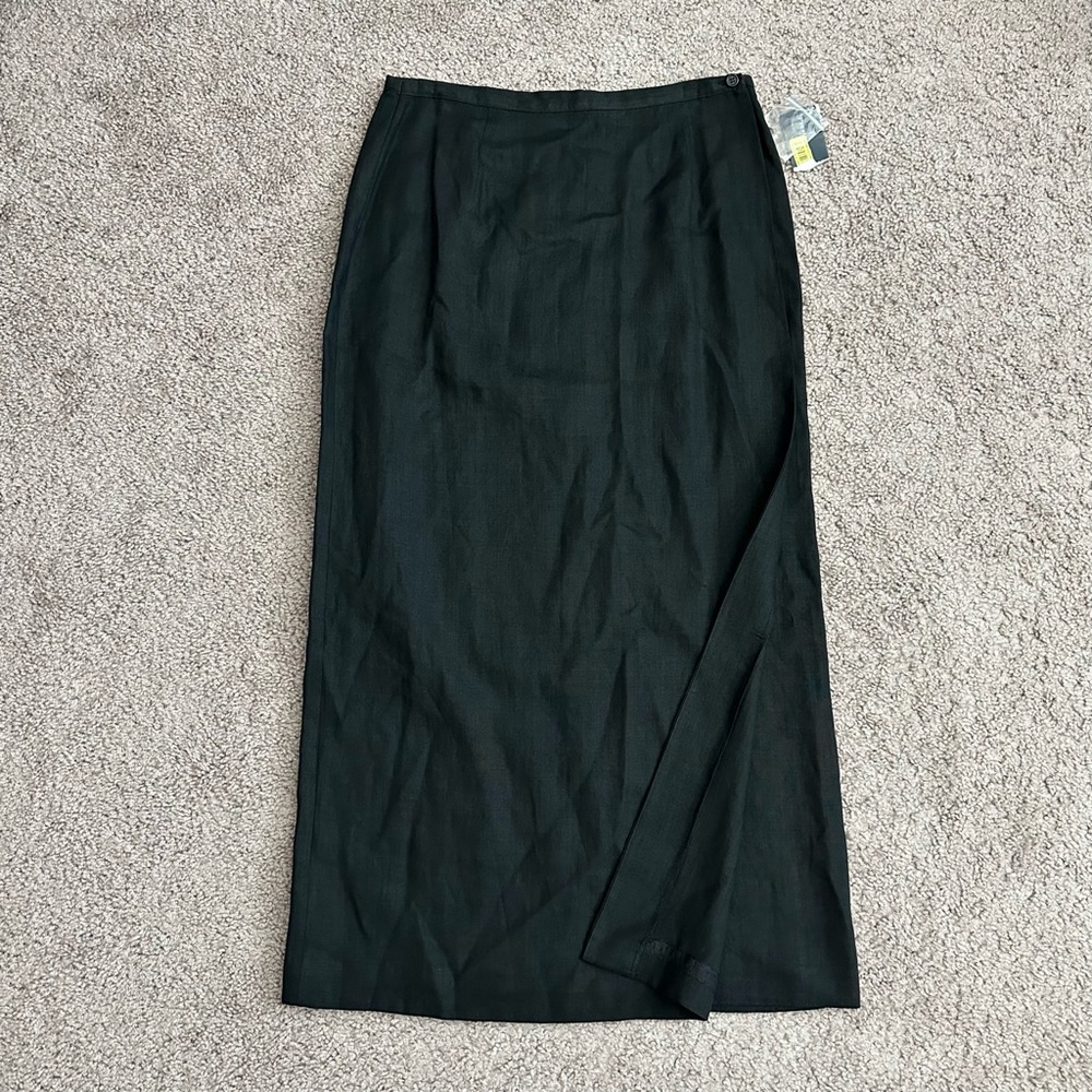 Preston & York Skirt Womens Skirt Black Linen Blend Wrap Midi